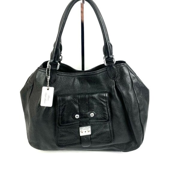 Lauren Ralph Lauren Satchel Handbag Black Leather - Picture 1 of 12
